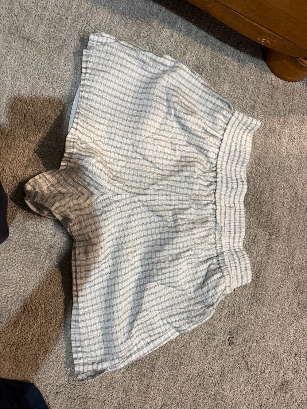 Club Monaco White and Gray Plaid High-Waist Shorts
